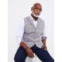 Joe Browns Men's Mocha Linen Blend Houndstooth Waistcoat