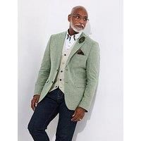 Joe Browns Men/'s Linen Blend Blazer with Floral Lining, Green, 40