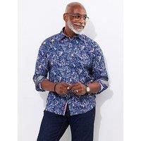 Joe Browns Men/'s Botanical Bird Print Long Sleeve Sgirt Button Down Shirt, Navy, XXL