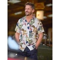 Joe Browns Mens Botanical Print Revere Collar Button Down Shirt, Cream, M UK
