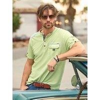 Joe Browns Men's Pique Aztec Trim Short Sleeve Chest Pocket Henley