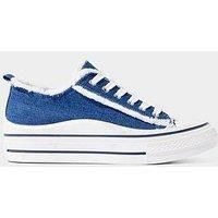 Joe Browns Women/'s Frayed Denim Chunky Platform Low-Top Trainers Sneaker, Navy, 8 UK