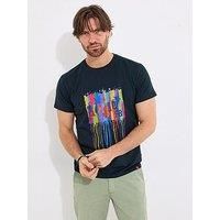 Joe Browns Men/'s Colour Block Drippy Jazz Graphic T-Shirt, Navy, XXL