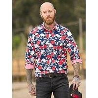Joe Browns Men/'s Fashion Rose Skull Print Long Sleeve Shirt, Regular Fit, Navy, S