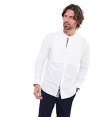 Joe Browns Men/'s Classic Pintuck Grandad Collar Long Sleeve Shirt Button, White, M