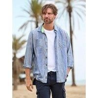 Joe Browns Men/'s Denim Striped Long Sleeve Shirt Button, Blue, S