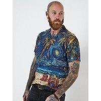 Joe Browns Men's Beach Mosaic Print Short Sleeve Revere Collar Shirt