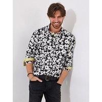 Joe Browns Men/'s Monochrome Floral Long Sleeve Shirt Button, Black/White, XXL