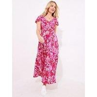Joe Browns Women/'s Vintage Floral Button Through Dress, Pink, 18