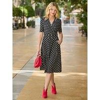 Joe Browns Women's Monochrome Polka Dot Knee-Length Jersey Dress
