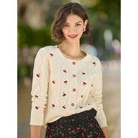Joe Browns Women's Cherry Embroidered Cable Knit Cardigan