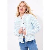 Joe Browns Women/'s Vintage Tweed Crew Cardigan Sweater, Blue, 8