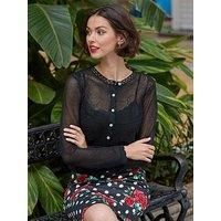 Joe Browns Women/'s Fashion Sheer Rose Lace Cardigan, Regular Fit, Black, UK 18