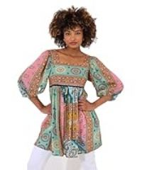 Joe Browns Women/'s Bold Patchwork Mini Dress Tunic Shirt, Green, 18