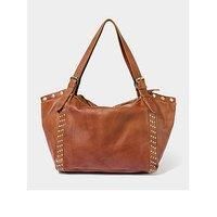 Joe Browns Women's Studded Buckle Detail Washed Leather Bag, Brown, One Size