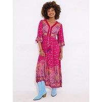 Joe Browns Women's Vibrant Border Print Button Through Maxi Dress