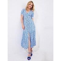 Joe Browns Women/'s Floral Print Lace Sleeve Maxi Dress, Blue, 14
