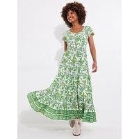 Joe Browns Women's Botanical Print Full Skirt Crinkle Maxi Dress