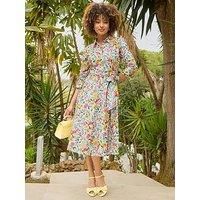 Joe Browns Women's Vibrant Floral Button-Down Shirt Dress