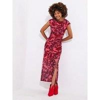 Joe Browns Women's Rouched Bold Floral Print Mesh Cowl Neck Midi Dress
