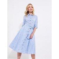 Joe Browns Women/'s Cherry Print Striped Shirt Dress, Blue, 8