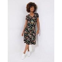 Joe Browns Women's Vibrant Dark Floral Jersey Wrap Dress