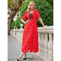 Joe Browns Audrey Floral Maxi Dress - Red