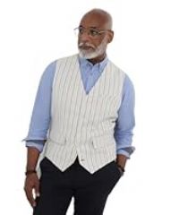Joe Browns Men/'s Striped Linen Blend Suit Waistcoat, Cream, 38