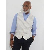 Joe Browns Men/'s Striped Linen Blend Suit Waistcoat, Cream, 40