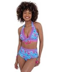 Joe Browns Women/'s Tropical Floral High Waist Ruched Swim Briefs, Azure Multi, 12