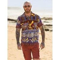 Joe Browns Men/'s Funky Summer Print Short Sleeve Shirt Button, Multi, L