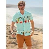 Joe Browns Men/'s Surf Board Placement Print Short Sleeve Shirt Button, Blue, XL