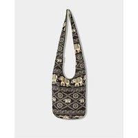 Joe Browns Women's Boho Elephant Print Shoulder Bag, Black, One Size