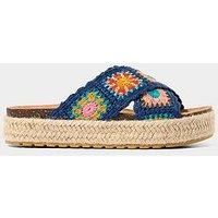 Joe Browns Women/'s Crochet Strap Espadrille Platforms Wedge Sandal, Navy/Multi, 4 UK