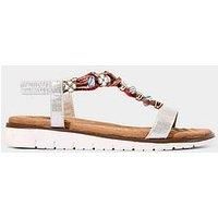 Joe Browns Women/'s Flower Beaded T-Bar Sandals, Silver, 7 UK