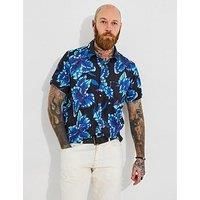 Joe Browns Men's Lightweight Textured Floral Short Sleeve Shirt, Blue, S