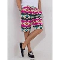 Joe Browns Men/'s Bold Aztec Print Drawerstring Shorts Casual, Multi, 30