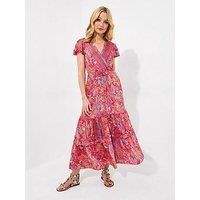 Joe Browns Women/'s Paisley Print V-Neck Maxi Dress, Pink, 36 Pequeño