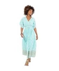 Joe Browns Women/'s Embellished Boho Border Trim Maxi Dress, Aqua, 14
