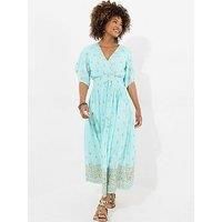 Joe Browns Women/'s Embellished Boho Border Trim Maxi Dress, Aqua, 16