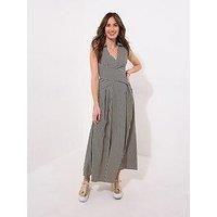 Joe Browns Women's Monochrome Striped Sleeveless Collared Midi Dress