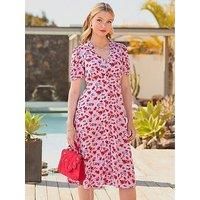 Joe Browns Women's Floral V-Neck Short Sleeve Midi Dress