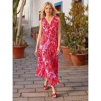 Joe Browns Women's PETITE Floral Print Sleeveless Tie Shoulder Cotton Maxi Dress