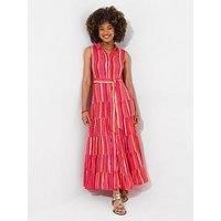 Joe Browns Women's Striped Sleeveless Button Through Maxi Shirt Dress