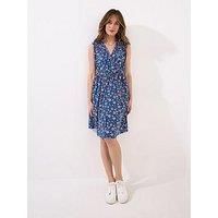 Joe Browns Women/'s Floral V-Neck Sleeveless Jersey Dress, Blue, 8
