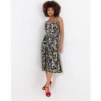 Joe Browns Women/'s Tropical Print Tie Waist Contrast Strap Dress, Black, 14