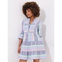 Joe Browns Women/'s Neon Striped Flared Sleeve Tunic Mini Dress, Blue, 14