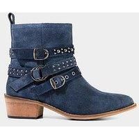 Joe Browns Women/'s Side Zip Suede Studded Ankle Boots, Blue, 8 UK