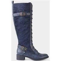Joe Browns Women/'s Leopard Print Lace Up Riding Boots Knee High, Blue, 7 UK