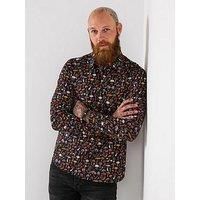 Joe Browns Men/'s Mushroom Print Long Sleeve Shirt, Black/Multi, XL